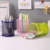 desk Organizers for cosmetics Pen holder storage box metal mesh desktop storage bucket simple student stationery office supplies