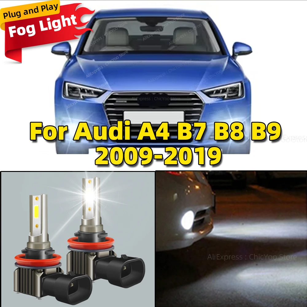

2Pcs 6000K 80W LED Car Front Fog Light Lamps H8 H9 H11 Bulb For Audi A4 B7 B8 B9 2009 2010 2011 2012 2013 2014 2015 2016-2019