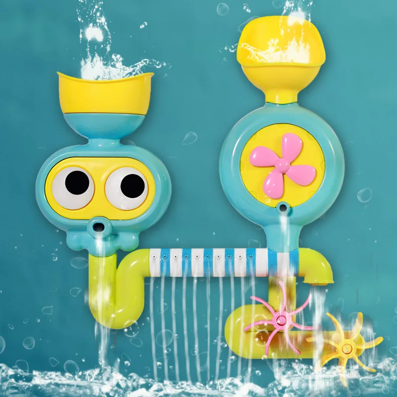 Baby Bath Toys Windmill with Waterfall Station and Suction Cups Kids Shower Bathtub Toys for Toddlers Kids 18 Months(A)