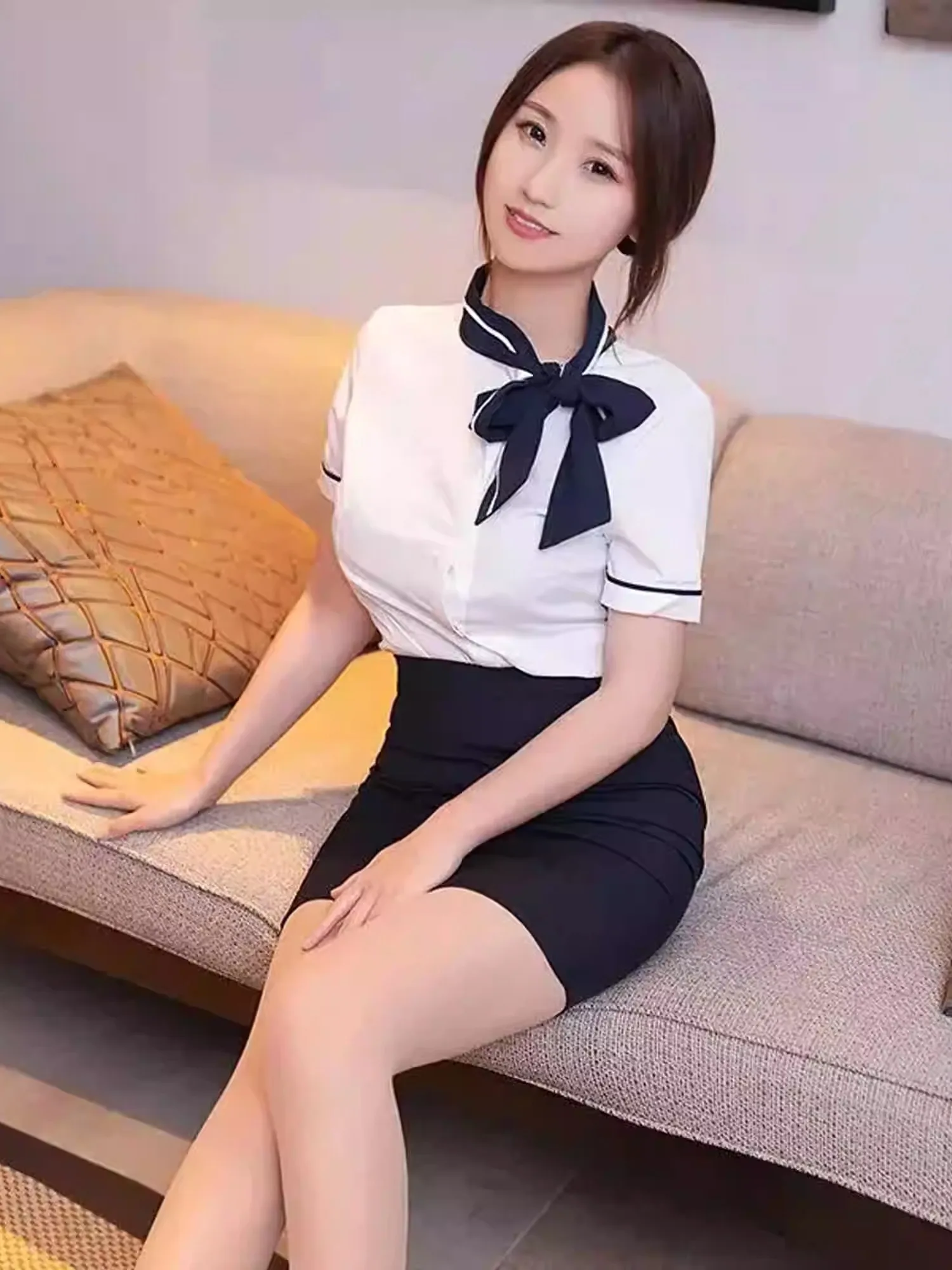 

Women's Profional ort Sve irt Slimming Beau Salon Work orm High End Spring Autumn Cotton Hotel orm Set