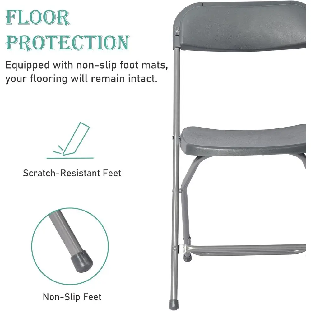 Gray 20-Piece Stackable Plastic Chairs with Steel Frame, Suitable for Indoor and Outdoor Use, Ideal for Weddings, Parties, and P