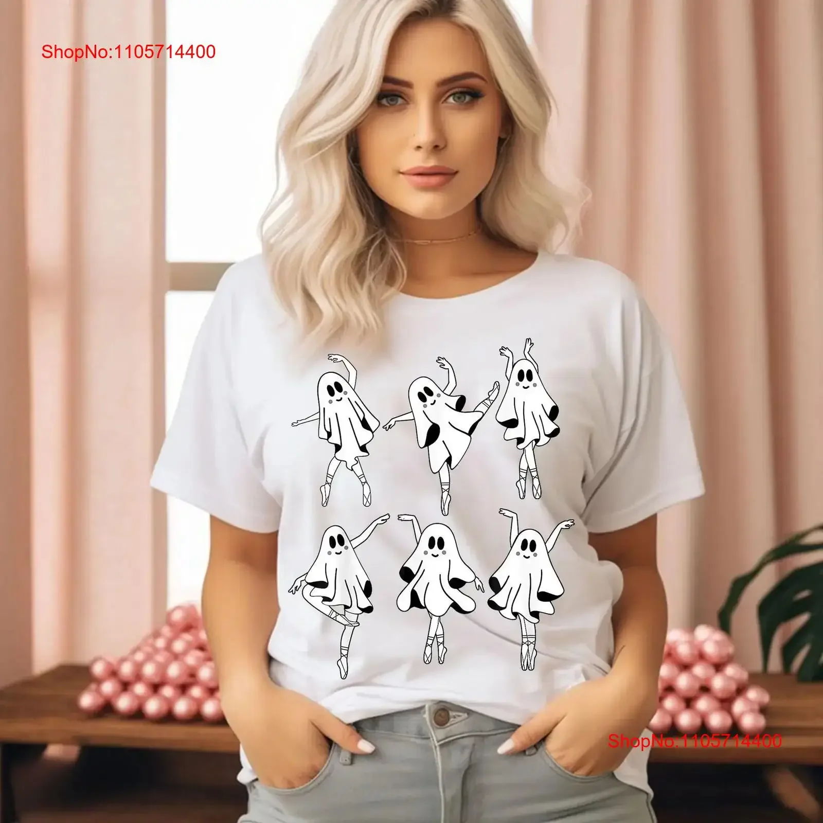 Cute Ballet GhosT T Shirt Dancer Spooky Dance Teacher Funny Halloween Ballerinas vintage Washed Stretched Unisex Stylish