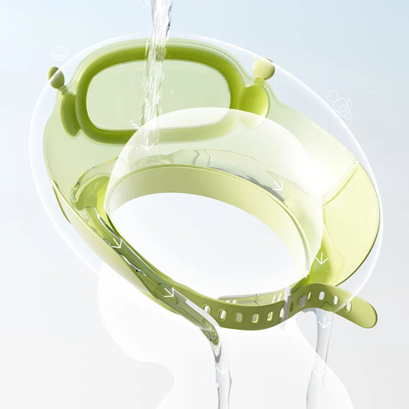 아기 샴푸 캡 조절 가능한 머리 둘레 어린이 목욕 모자 눈 귀 보호 샤워 캡 방수 반투명 시각화