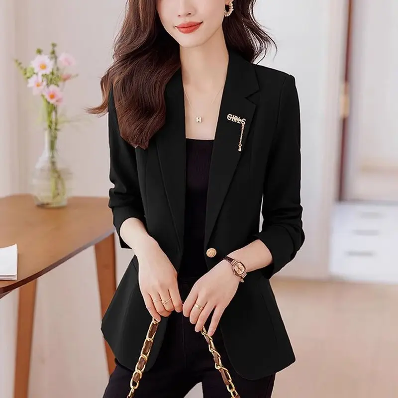 Cappotto corto alla moda da donna Giacca primaverile e autunnale da donna Nuovo versatile abito casual sottile che abbraccia la vita e sottile