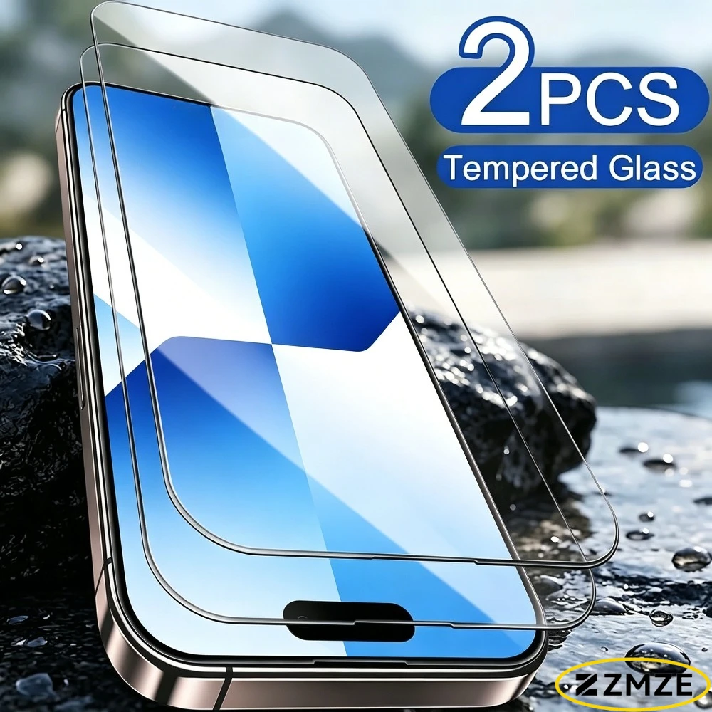 

2 шт. ультрапрозрачных защитных стекол для iPhone 17, 16, 15, 14 Pro Max, Air 17e, 16e, 15, 14 Plus, 13, 12, 11 Pro, закаленное стекло с твердостью 9H