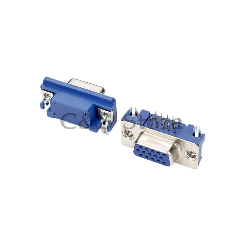 5szt DB15 DR15 3Rows Blue Parallel Port 15 Pin D Sub Female 15pin PCB 90 Degree Connector DB15 Socket Plug VGA Adapter