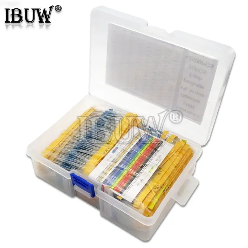 130 Values 1/4W 1/6W 1/2W 1W 2W 1% Metal Film Resistors Assorted Pack Kit Set Lot Resistors Assortment Kits Fixed resistor 10k