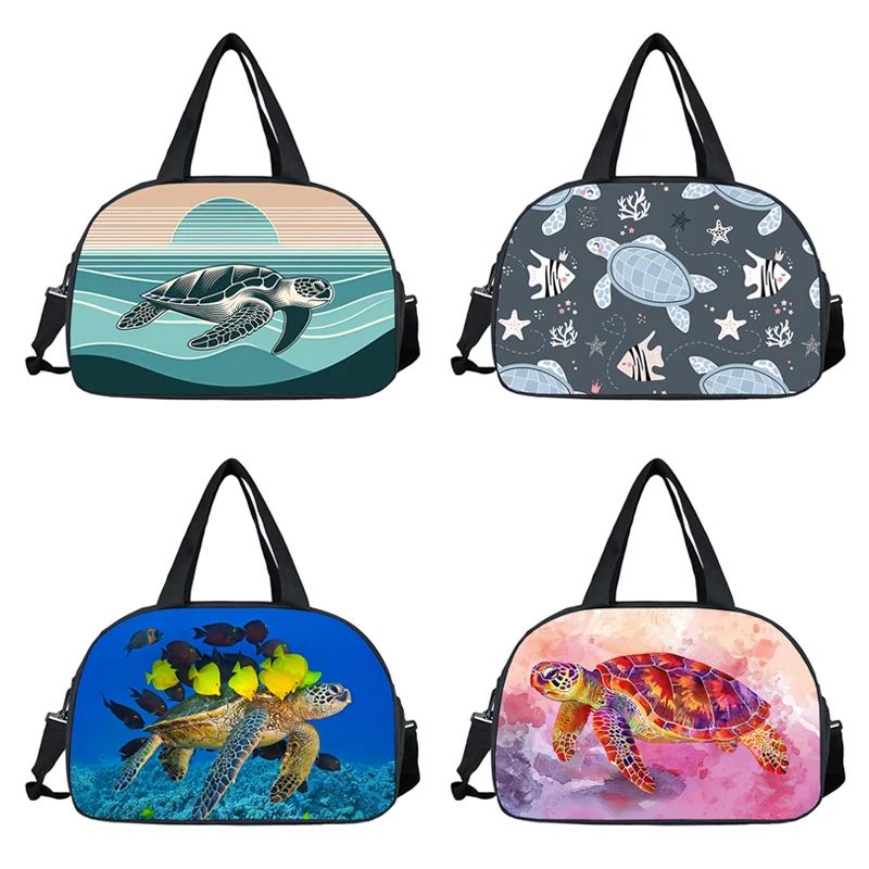 Creative Sea Turtle Travel Tote Cartoon Turtles Large Capacity Storage Bag Travel Bags Shoes Holder Duffle Bags Waterproof Bag