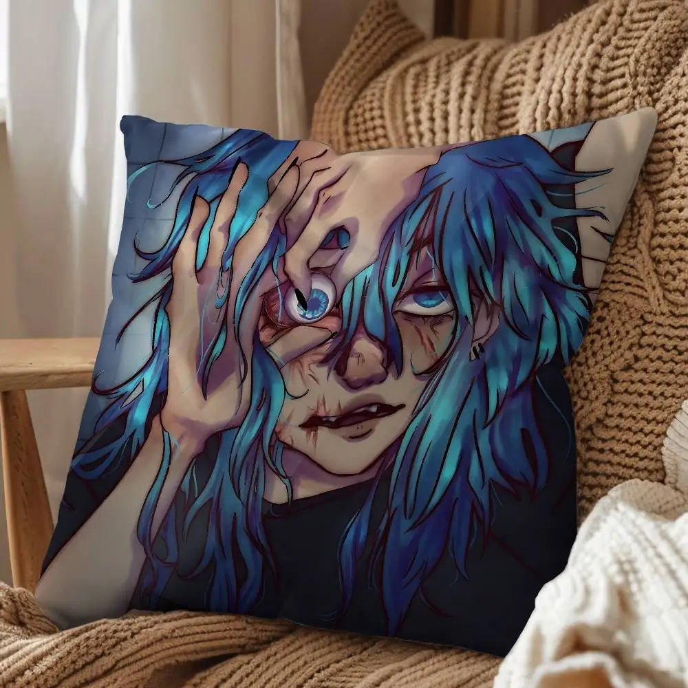 Sally Face Horror puzzle game Sal Fisher Pillow Case Square Double-Sided Printing Short Plush Sofa Cushion Cover Bedroom Pillow
