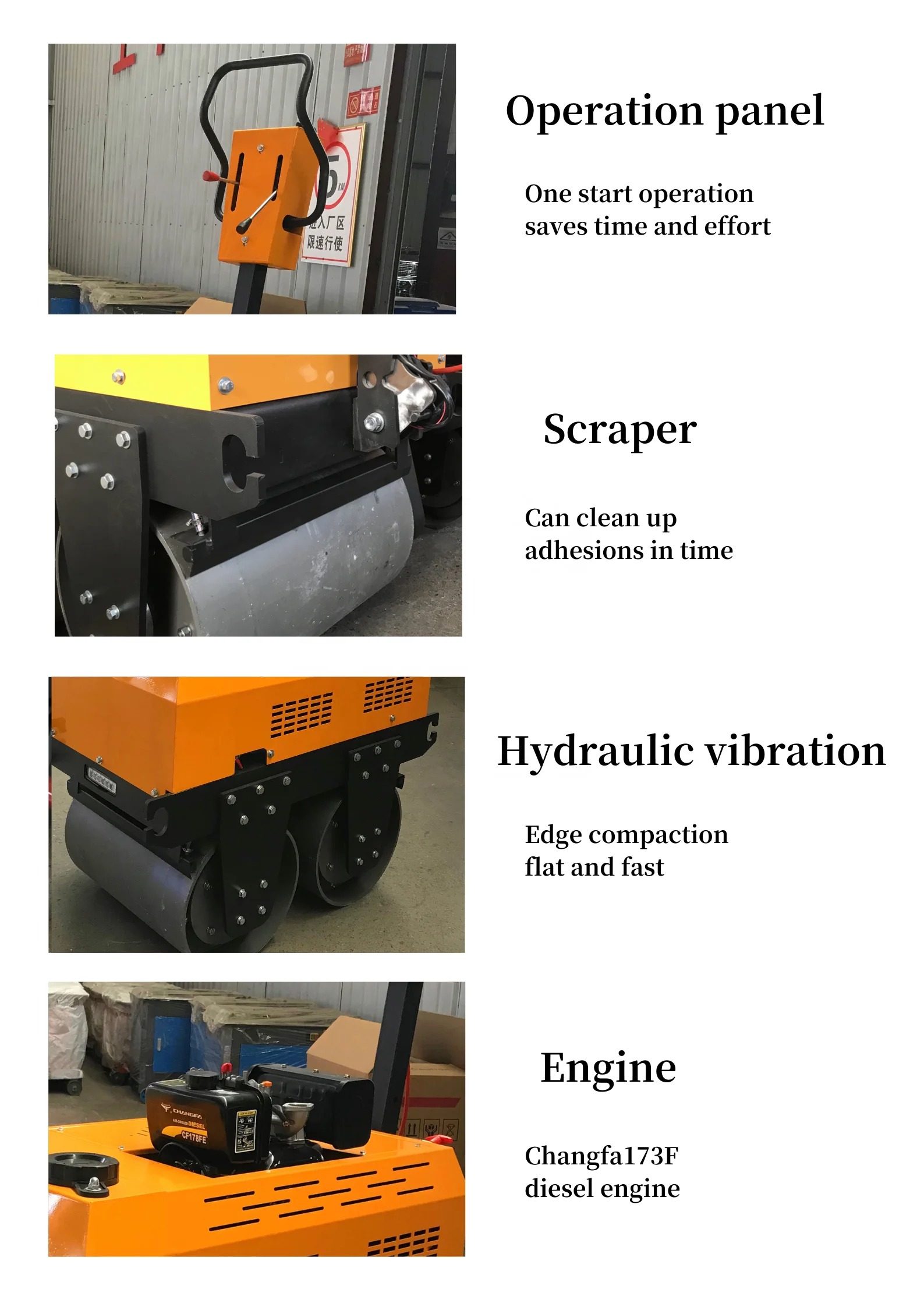 Mini Rodillo Compactador de Asfalto, Rodillo Compactador Pequeño con Motor Diésel