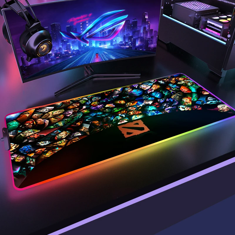 RGB Keyboard Mats Carpet 900x400 Dota2 Large RGB Mouse Pad Gaming Mousepad LED Lighting Mouse Mat Gamer Mousepads PC Desk Pads