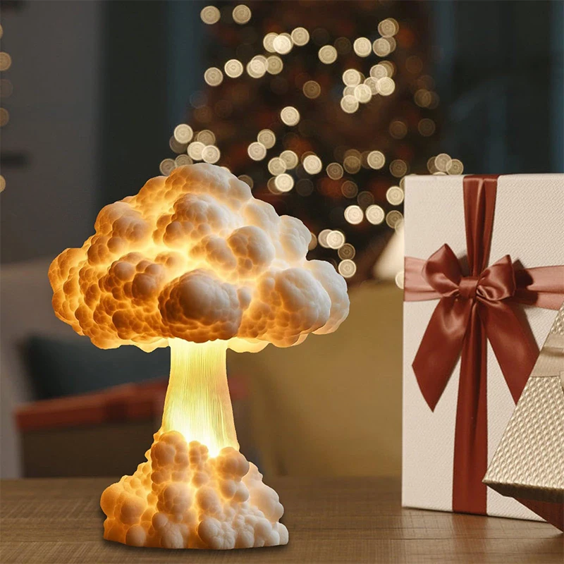Bomb Cloud Table Lamp 3D Cloud Creative Handmade Resin Atomic Bomb Blast Explosion Night Light Mushroom Cloud Table Lamp Decor