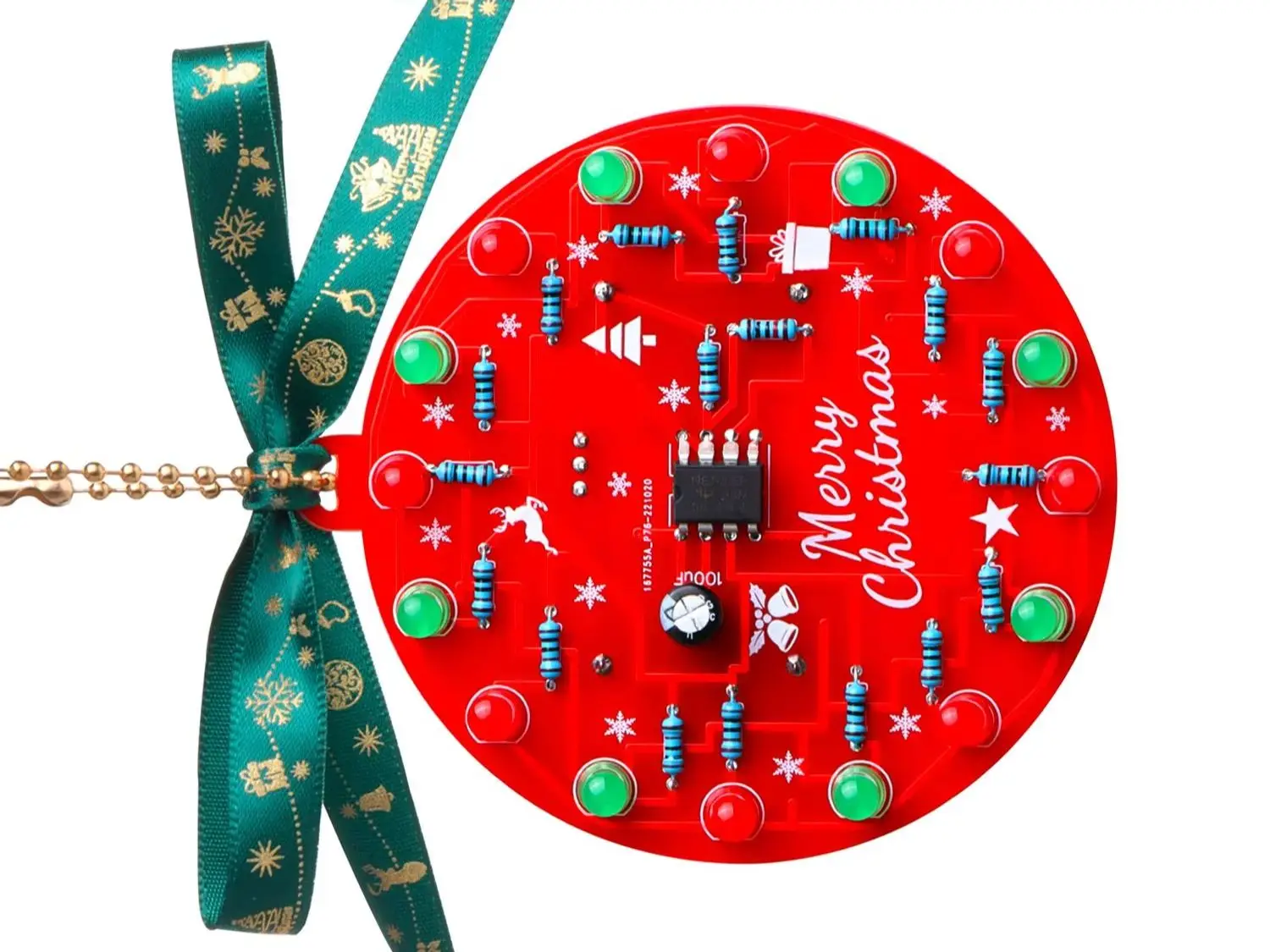 LED Christmas Tree Decoration PCB Crcuit Ornaments Soldering Kit Red and Green LEDs Blinking
