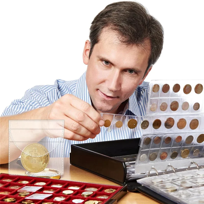 150 pezzi portamonete con tasca singola portamonete 2,2 x 2 pollici portamonete in plastica PVC portamonete (quadrato)-AT35