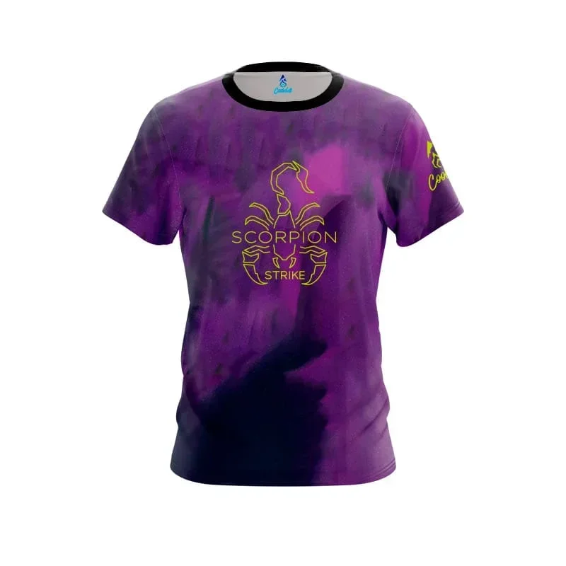 Neues, 3D-gedrucktes, lila, mit Skorpion-Motiv bedrucktes Bowling-Shirt, kurzärmeliges, sportliches T-Shirt, Freizeit-Outfit für Fans, passend für Eltern und Kinder. – Detail 1
