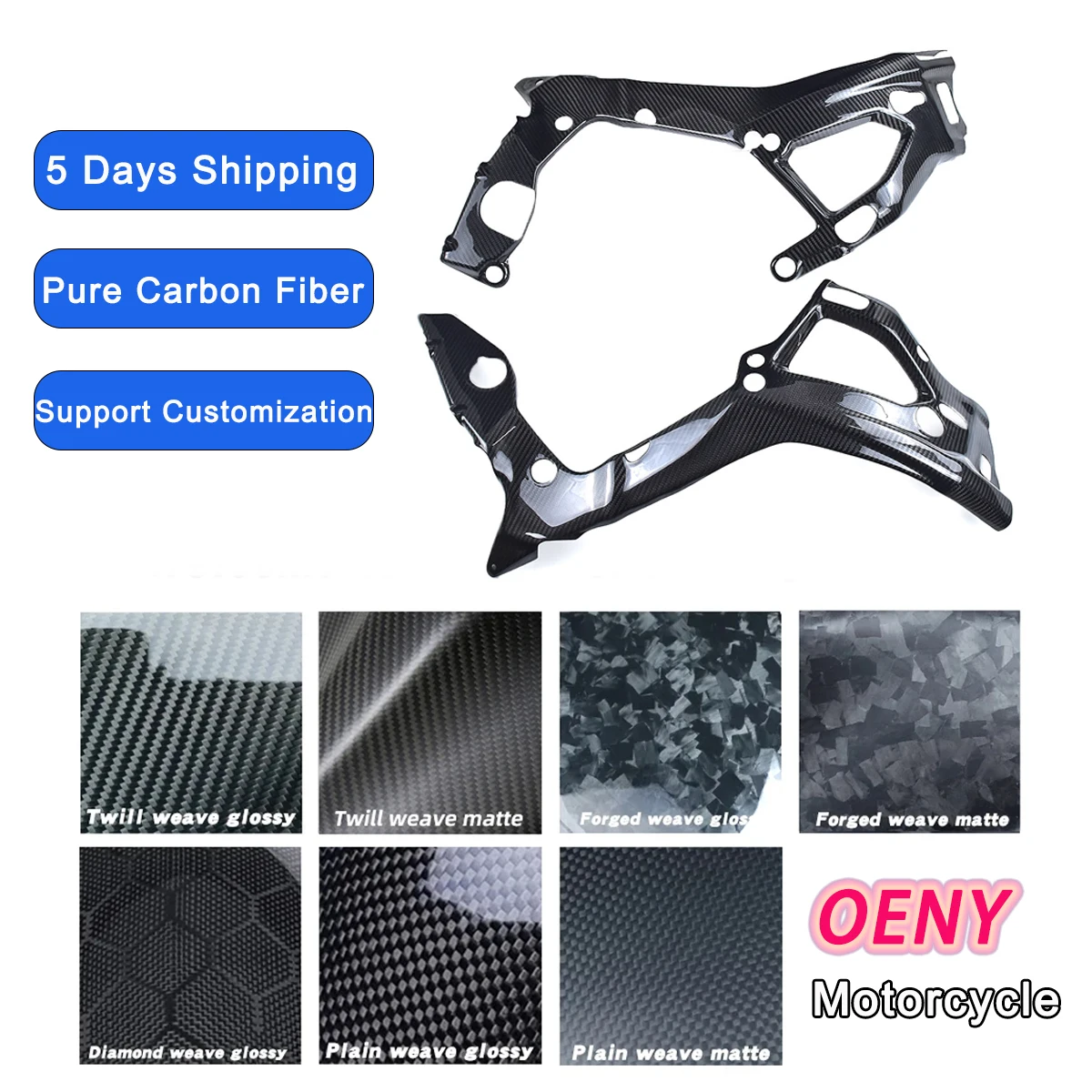 

Full 3K Carbon Fiber Motorcycle Frame Side Fairings Kit Covers Protectors For BMW S1000RR M1000RR 2024 2020 2021 2022 2023