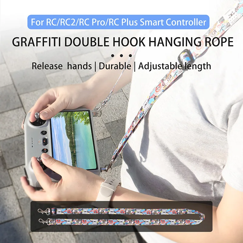 For DJI RC 2/RC PRO/Plus Smart Controller Lanyard Graffiti Hanging Rope For DJI Mavic Air 3 2 2s Mini 4 Pro Remote Control Strap