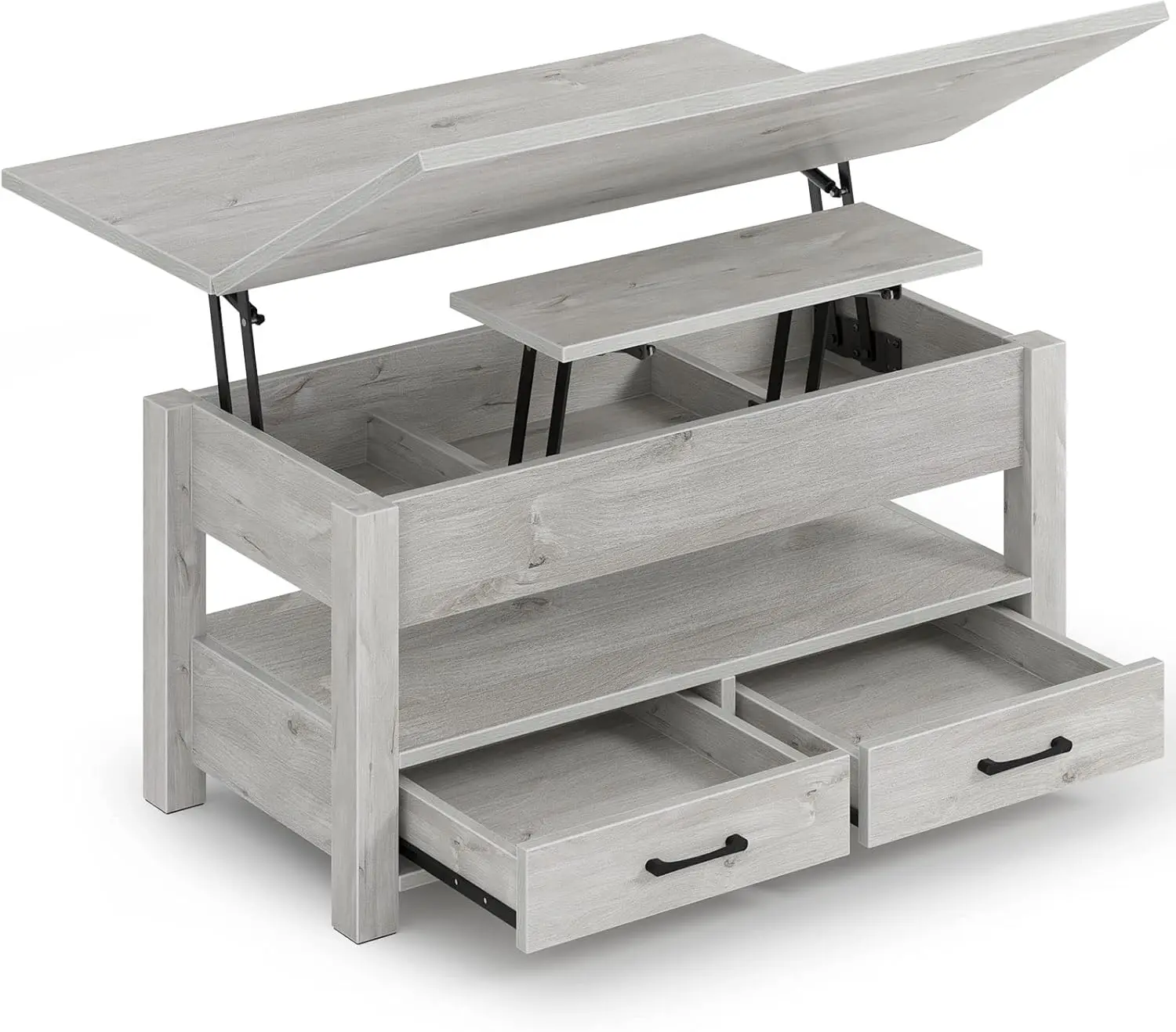 

Coffee Table Lift Top, Multi-Function Convertible Coffee Table with Drawers and Hidden Compartment, Converts to Dining
