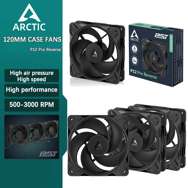 ARCTIC P12 Pro Reverse Computer Desktop 12cm High Pressure Case Fan Large Airflow PWM Temperature Control Replacement Cooler