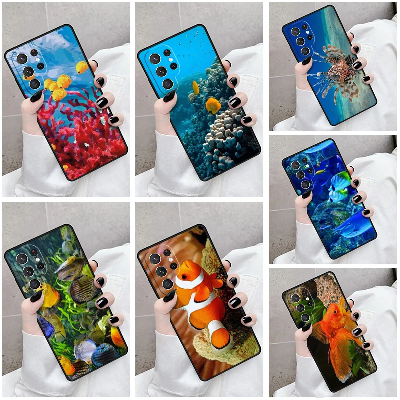 Phone Case For Samsung Galaxy S24 S23 S21fe S22 Ultra Plus Note 10 20 S8 S9 S10 Cover Fish Marine Life