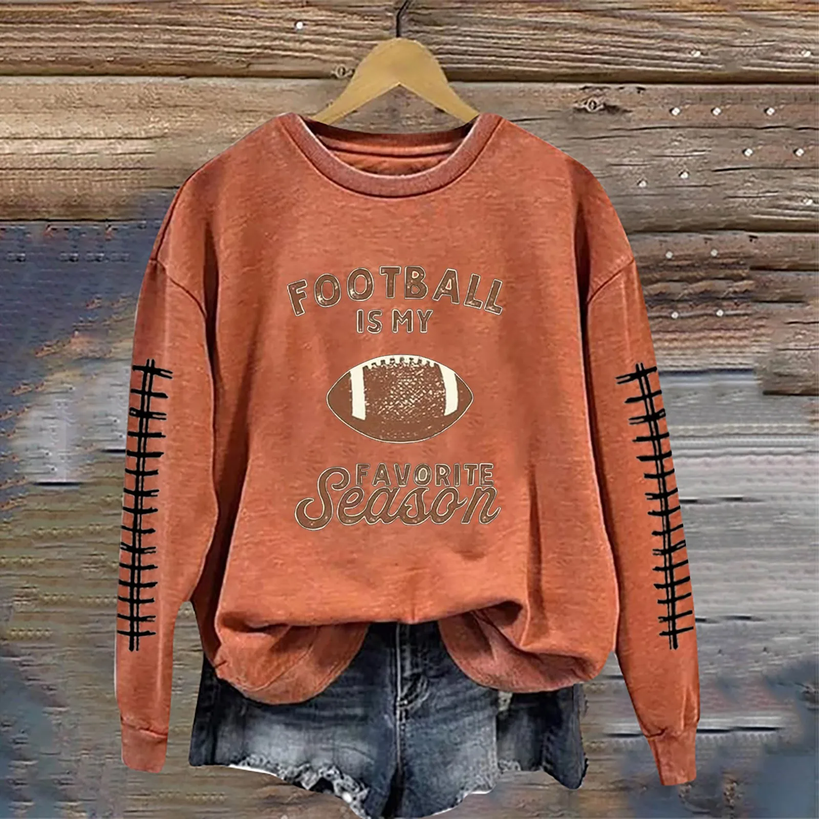 Lange Mouw Ronde Hals Rugby Spel Dag Print Sweatshirt American Football Vintage Hoodless Sweatshirt Klassiek Outdoor Y 2K Hoodies