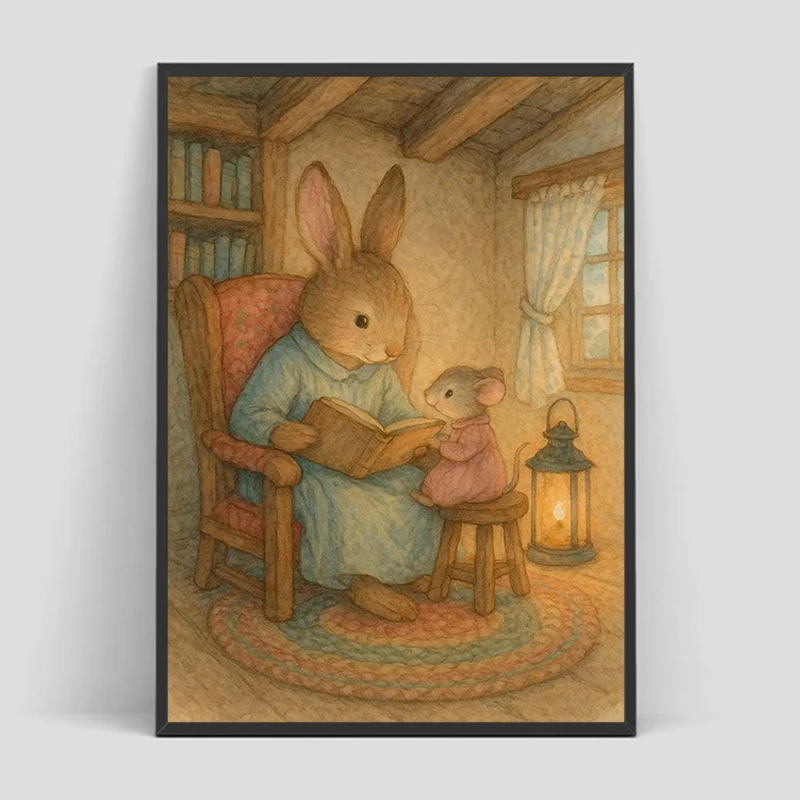 

Children's Watercolor Animal Illustration Parenting Poster Home Decor Room Aesthetic Decorative Wall Prints Decoration Bedroom