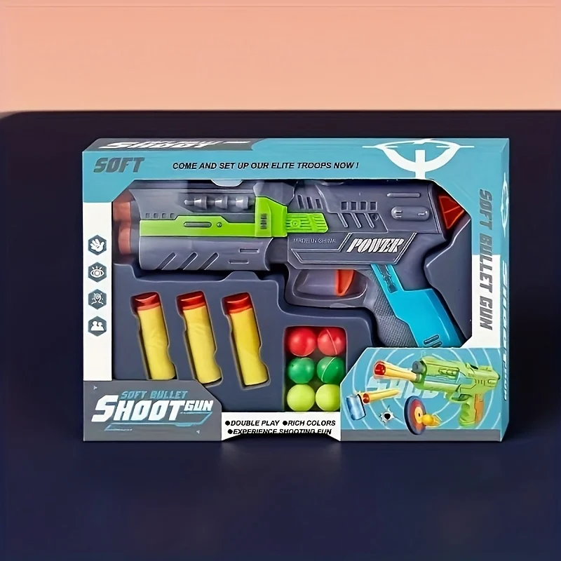 Pistolets jouets pour enfants avec jouet de tir à balles souples, jeu intérieur/extérieur, parfait pour les jeux CS en plein air, jouet éducatif, cadeau d'anniversaire
