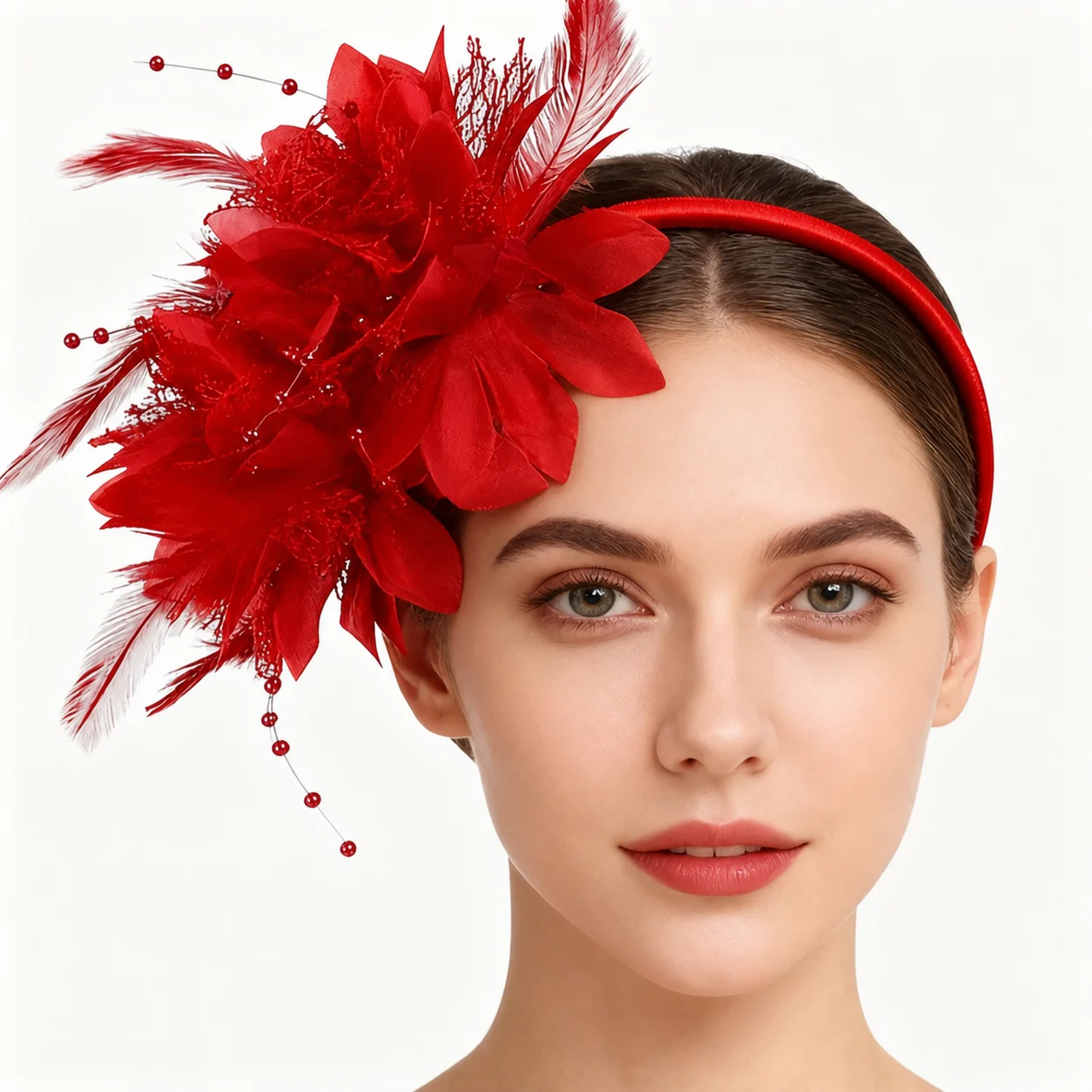 Hair Hoop Three Dimensional Feather Floral Decorative Headband Decorative Headband Retro Fabric Hair Hoop For Prom New Year