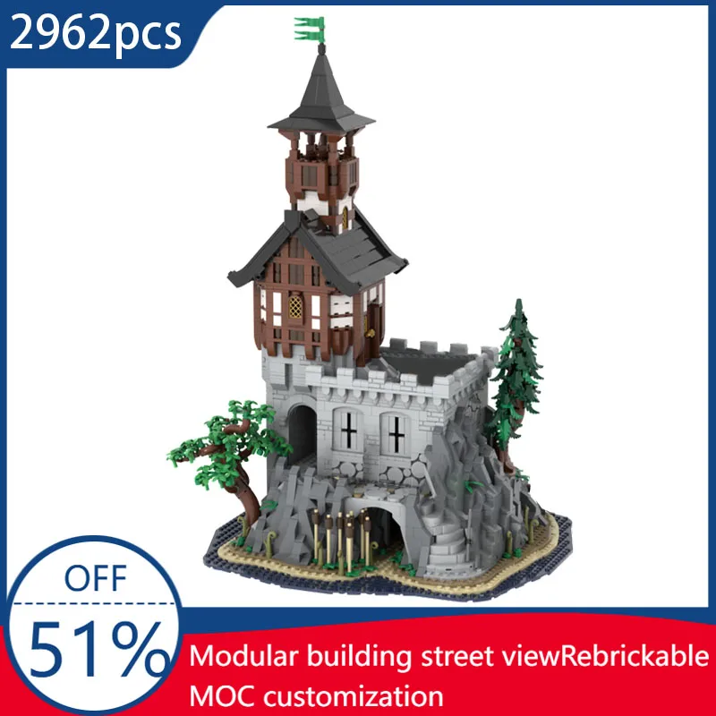 

2962 Parts Medieval Rock Tower Modular Building Blocks Retro Architecture Model Display Toys For Kids DIY Assembly Birthday Gift