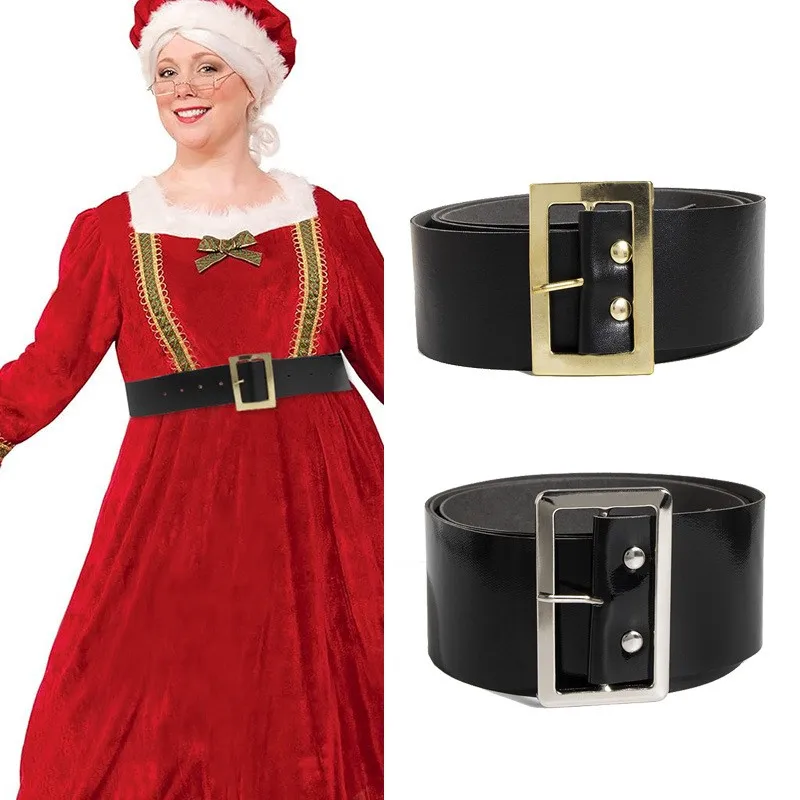 Unisex Christmas Themed Simple Black Festival Clothing Accessory Waist Belt Affordable Disposable Leather Belt for Holiday Wear