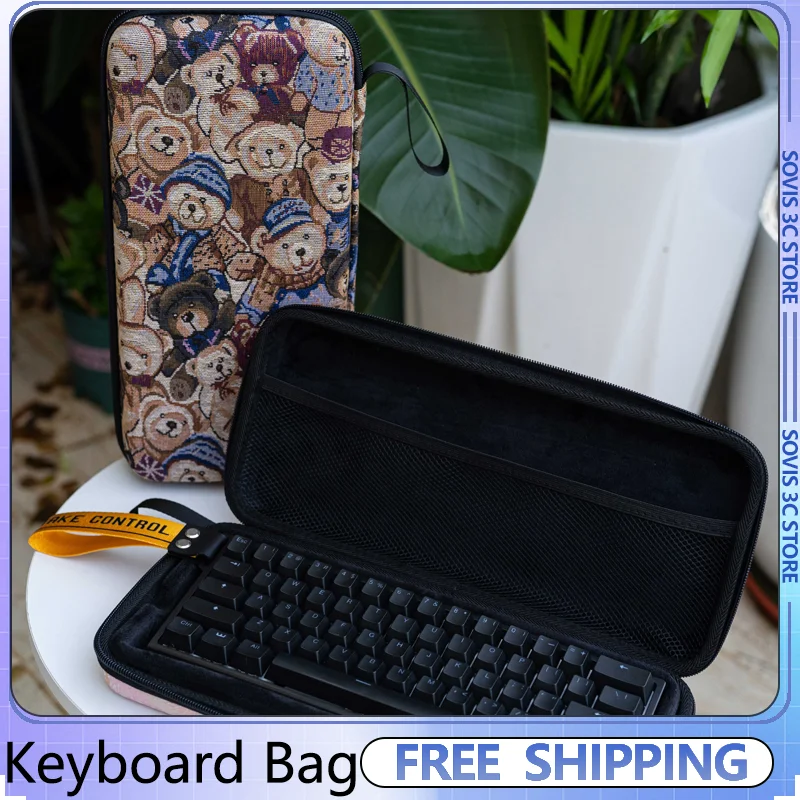 Keyboard Carrying Case 60-Key Layout Aluminum Keyboard Bag DIY Waterproof Hard Case for Wooting 60HE