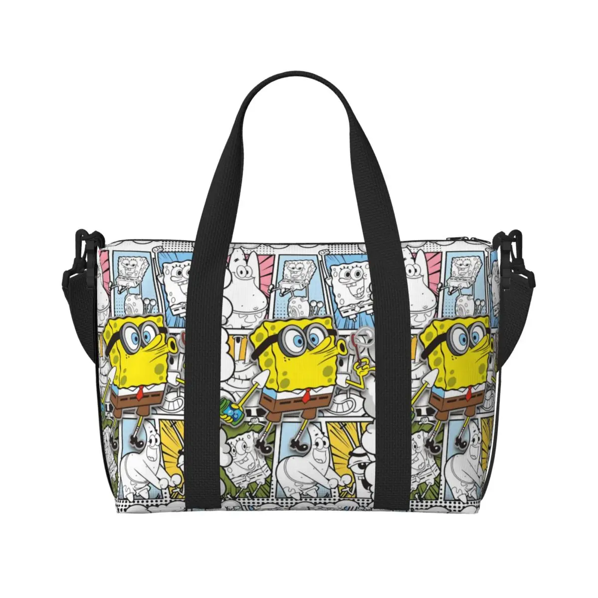 

Custom S-SpongeBobs S-SquarePantes Tote Bag Women Large Capacity Classical Anime Gym Beach Shoulder Travel Bag