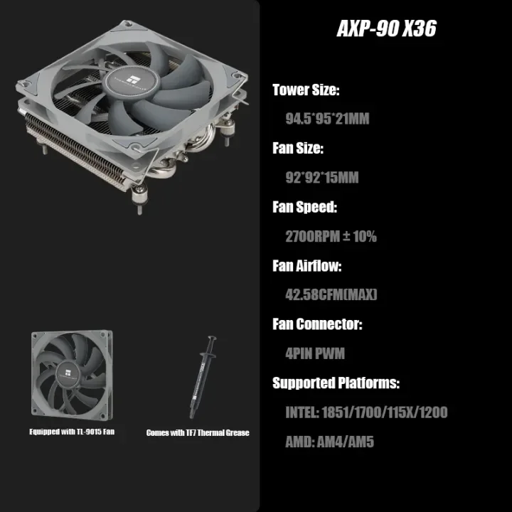 Thermalright AXP-90 X36 Black HTCP/Low Profile CPU Cooler  4 heatpipe down-pressure CPU cooler