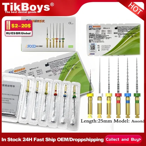 Imagen 1 del producto 6 unids/caja archivo Dental SOCO SC archivo endodóntico cónico de conducto radicular 25mm archivo rotatorio activado por calor materiales flexibles para dentista COXO