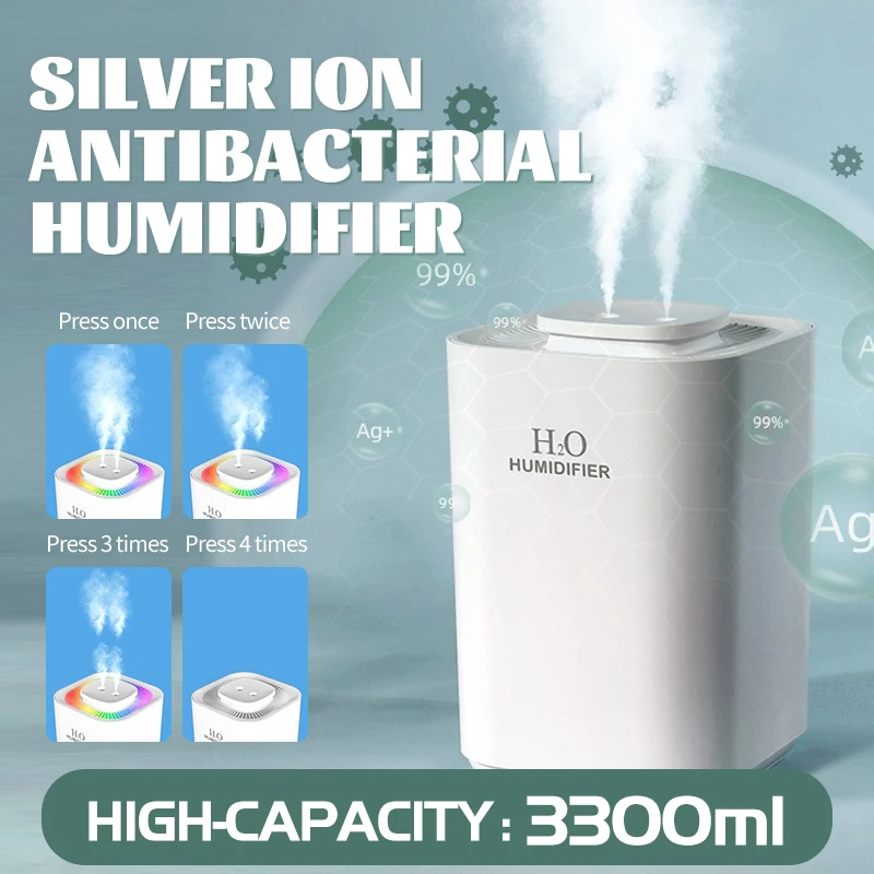 3.3L Large Capacity Humidifier Quiet Humidifier for Home and Bedroom Hydrating Spray