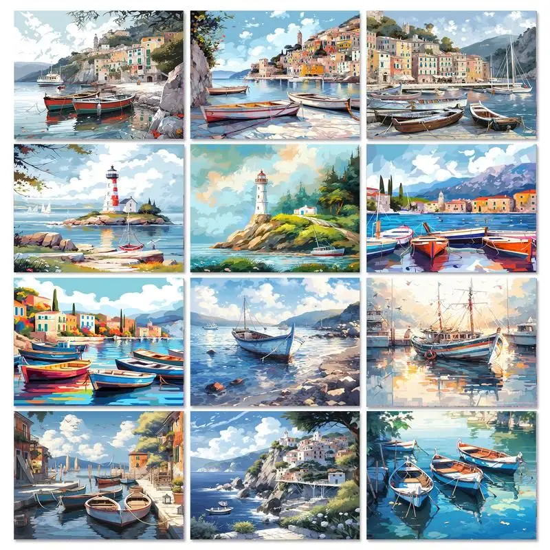 GATYZTORY Frame Painting By Numbers For Adults Starter Kits Boat Unique Gift Modern Paint With Numbers For Home Decors