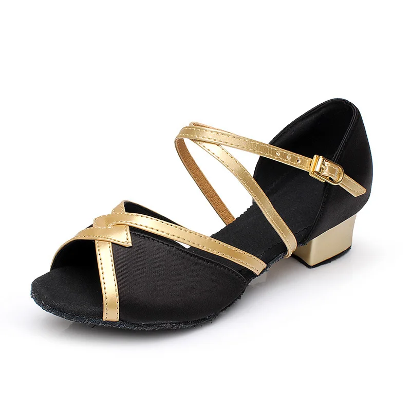 Latin Dance Shoes Ladies Dance Shoes Tango Salsa Jazz Girl Ballroom Professional Dance Shoes Satin Black Blue