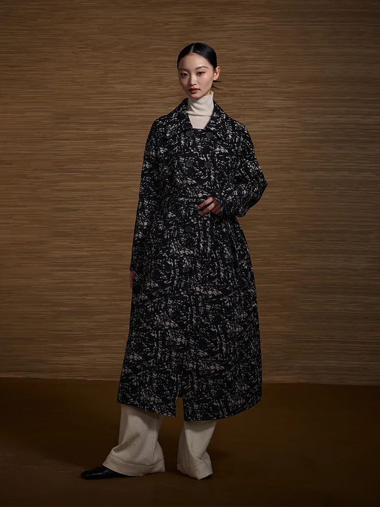 

Пальто NAAMSAAN из смесовой шерсти с вышивкой, воротник с лацканами, двойные пуговицы, узор «микс цветов»