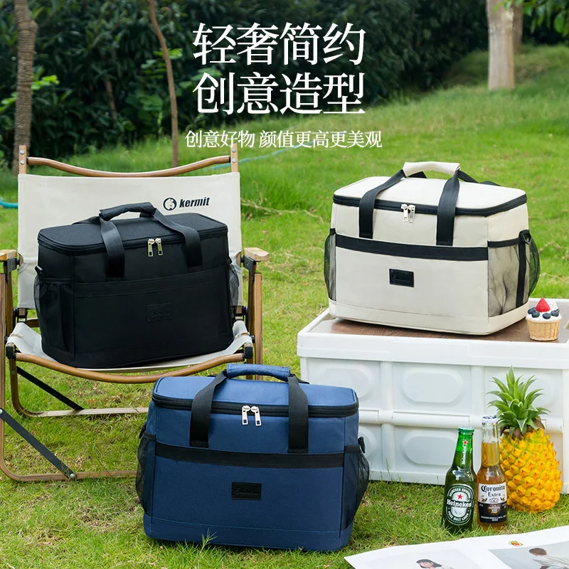 Outdoor Picnic Bag Lunch Box Bag Oxford Cloth Bag Picnic Cooler Bento Ice Bag Insulated Box For Camping On Sale
