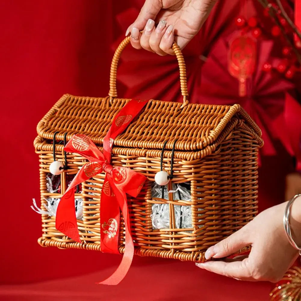 Multistyles Imitation Rattan Fruit Plate Retro Woven Handheld Storage Creative House Picnic Snacks Sundry Baskets