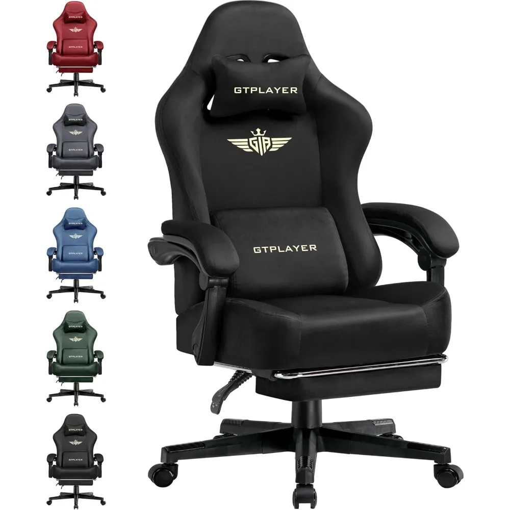 Ergonomic High-Back Gaming Chair with Pocket Spring Cushion and Footrest for Adults, Lumbar Support Included