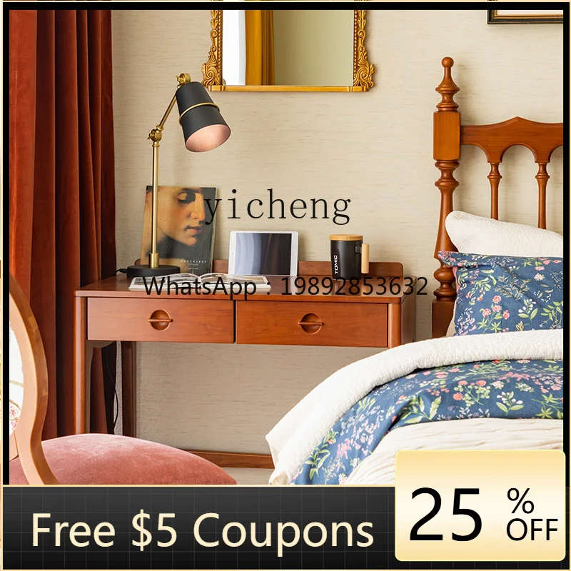 

AA retro all-solid wood computer desk, bedroom dressing table, simple log desk, home desk