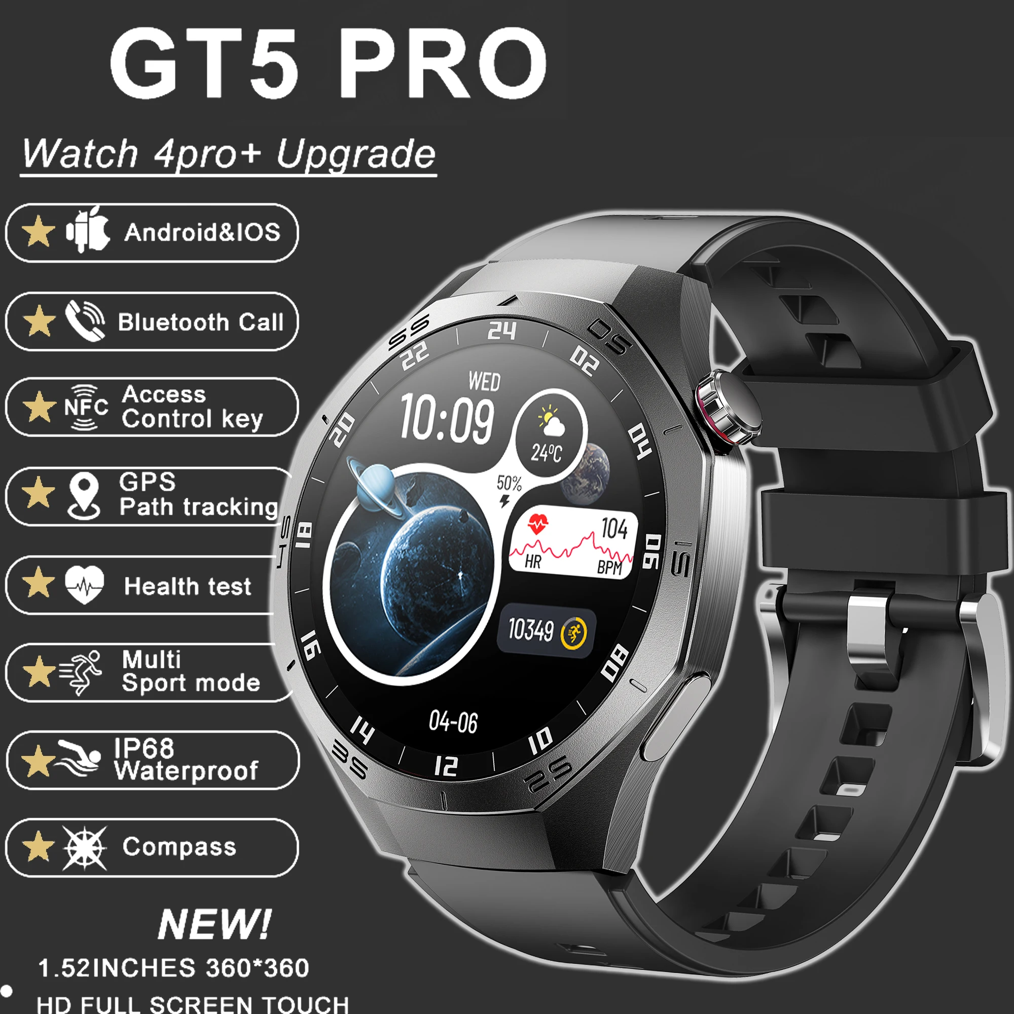 

2025 New Rugged Men Watch AMOLED Screen GPS Sports Bluetooth call Heart rate Outdoor Waterproof Smartwatch Mens For Android IOS