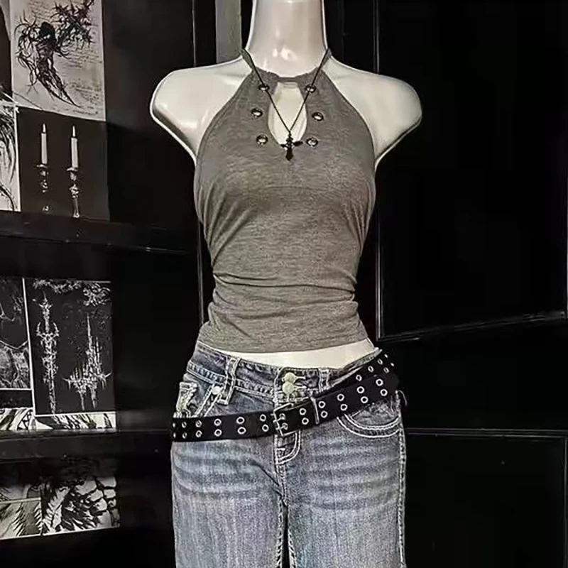 

Women Y2K Summer Vintage Casual Harajuku Sweet Spicy Tees Sleeveless Aesthetic Slim Fit Tank Crop Tops 2000s Alt Clothes