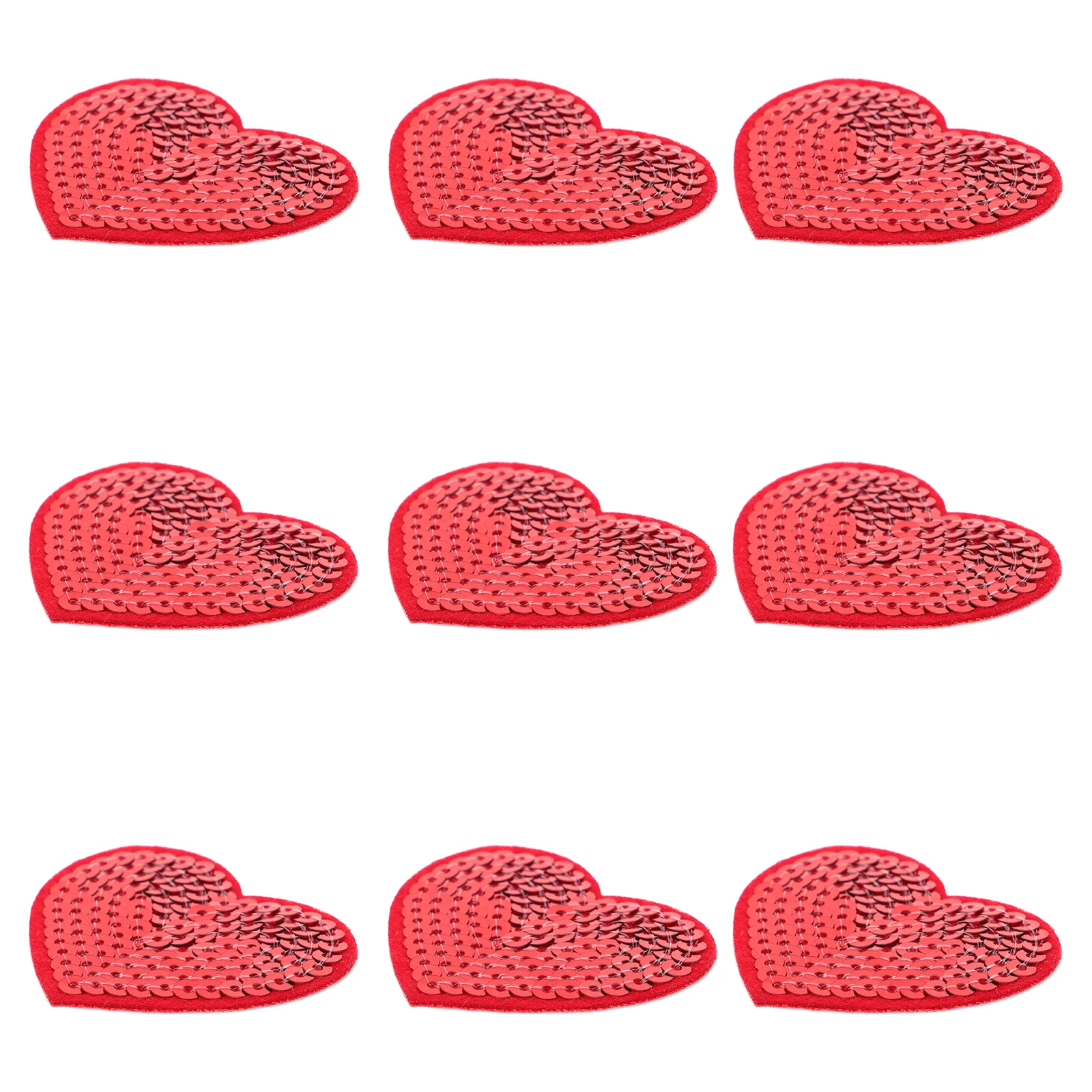 

10 Pcs Embroidery Stickers Red Heart Sequin Applique Patches for Hats Clothes Bags Self Adhesion Repair Decorative