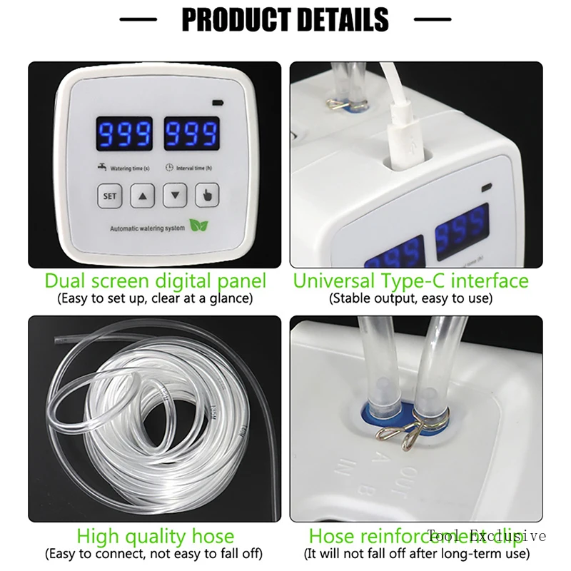 Dispositif d\'arrosage intelligent à double pompe, système d\'irrigation goutte à goutte automatique chronométré, contrôleur APP à distance pour