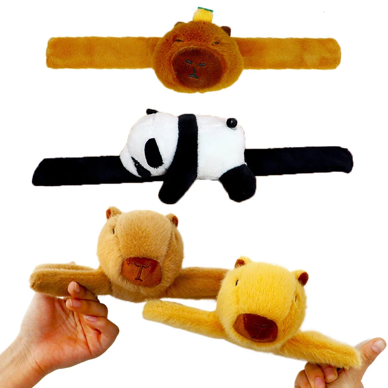 Capybara Clap Circle Toys Slap Snap Wrap Wristband Bracelet Capybara Plush Hand Ring Fun Pop Circles Kids Christmas Gift