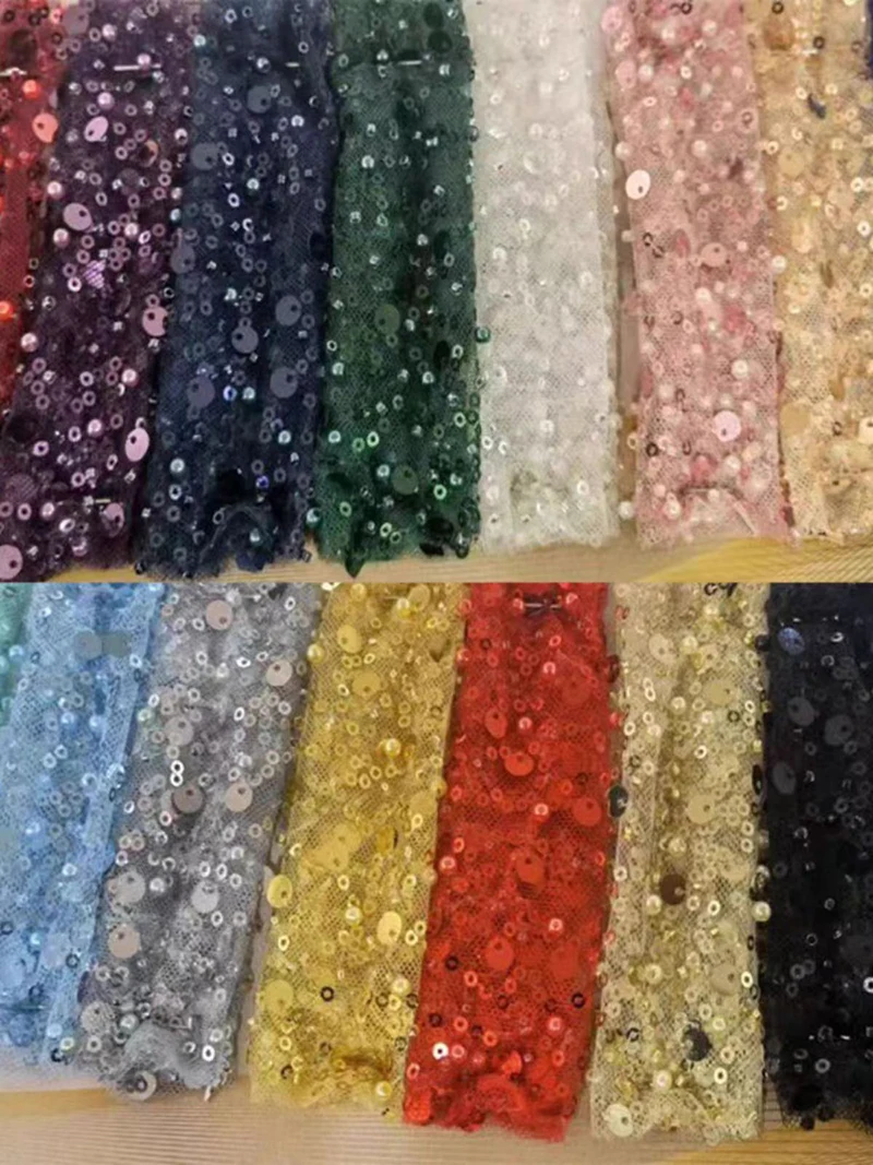 Mistlace 5 Yards Radom Scattered Sequins Mixed Size  Net Tulle, Sparkly Sheer Mesh Material for Rrom Dress Party Wholesale ML307
