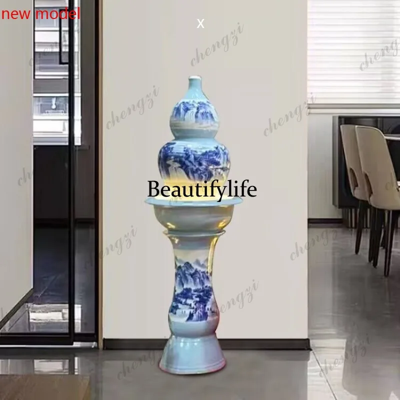 A73 ceramic feng shui ball flowing water fountain landing lucky landscape ornament living room decoration opening gift