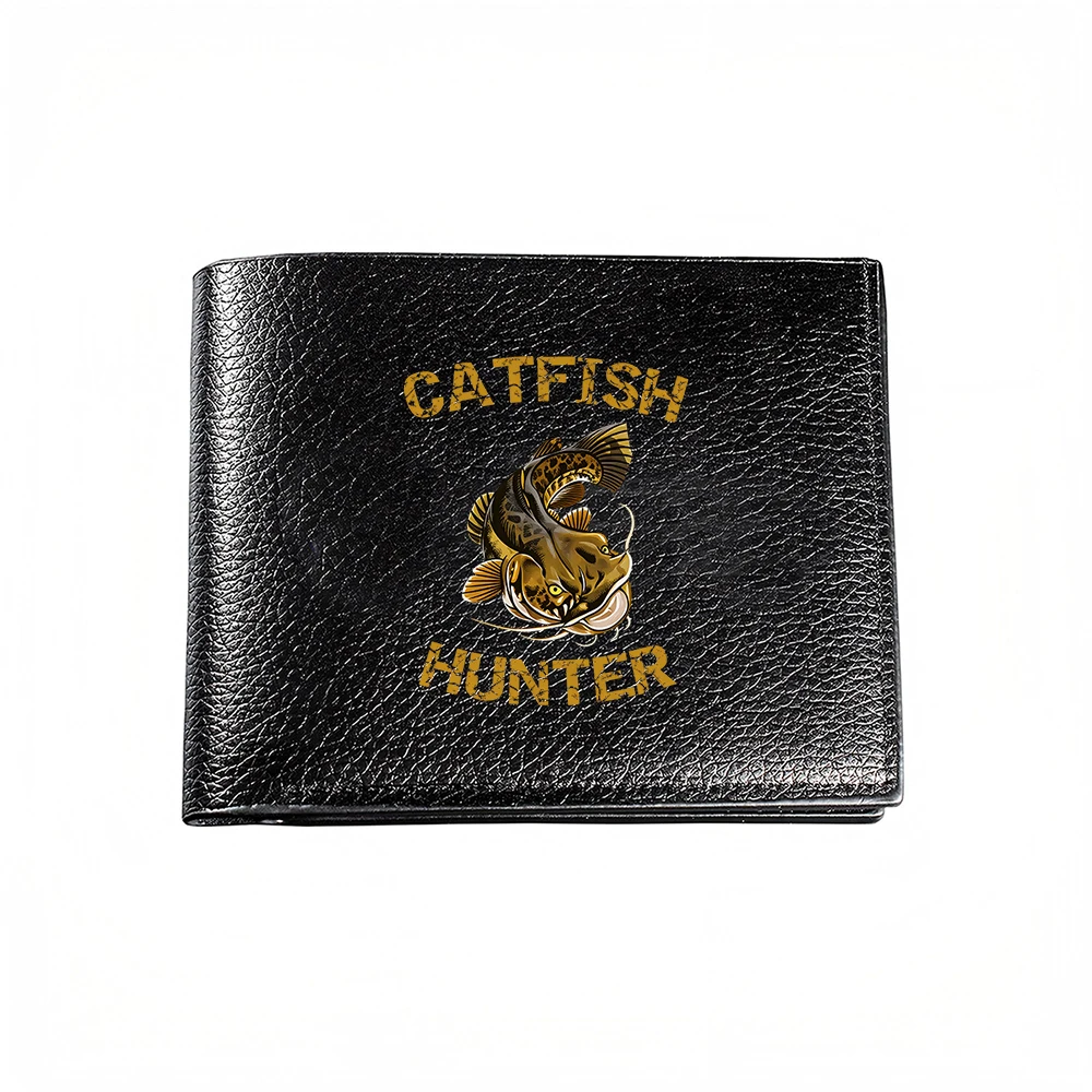 Catfish Hunter Embroidered Wallet With Bold Fish Design For Men Casual Business Fashion Statement Accessory
